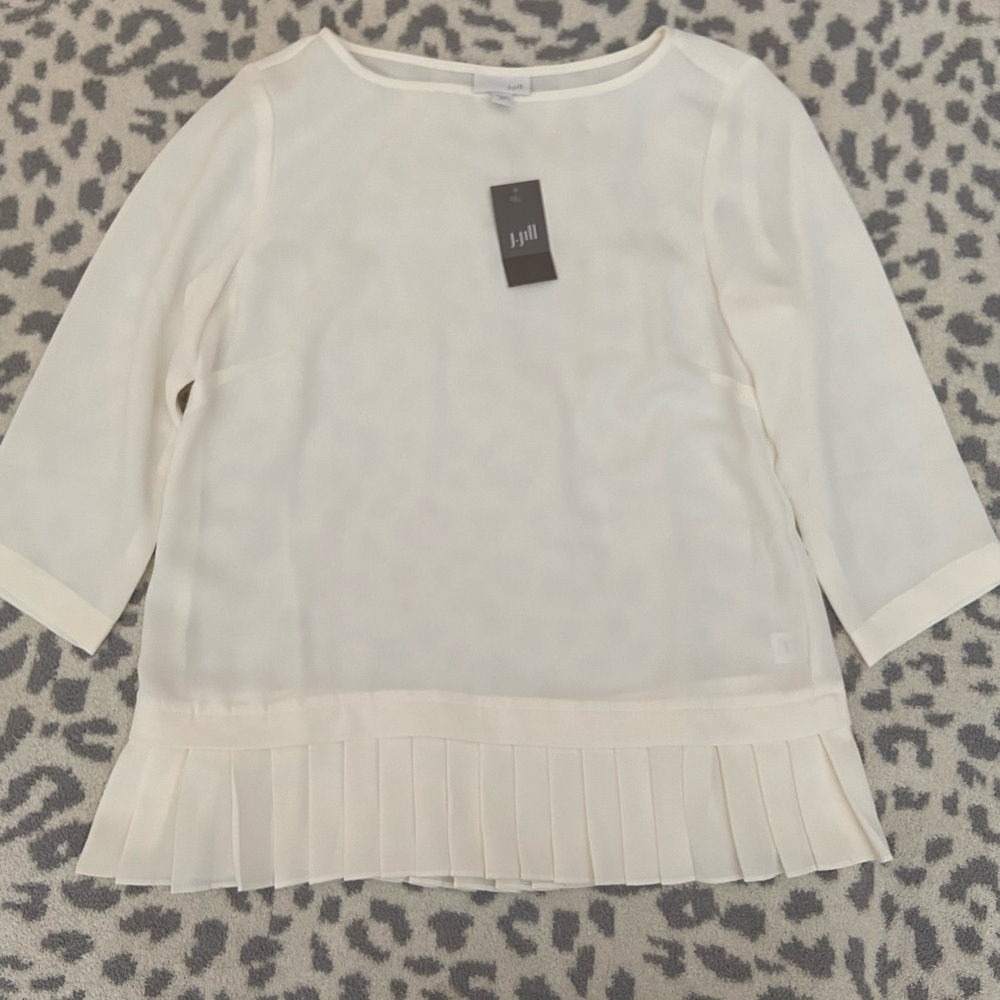 NWT J JILL CREAM BLOUSE WITH PLEATED DETAIL SIZE XS